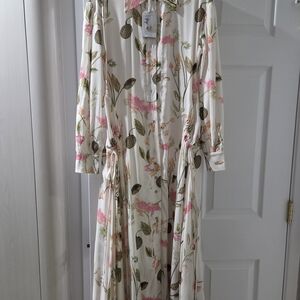 Fame In Central Floral Maxi Dress in Cream and Pink
